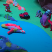 Bunte Knettiere für den Trickfilm Der Essensschatz